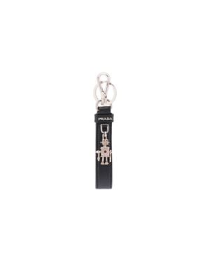 Prada Schlüsselanhänger Aus Saffiano Leder, Damen - Weiß