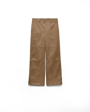 Prada Wide-Leg Chino Trousers - Natural