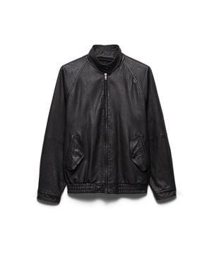 Prada Nappa Leather Blouson Jacket - Black