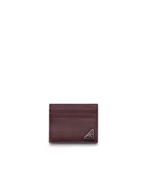 Prada Saffiano Leather Card Holder - Purple