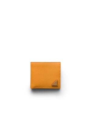 Prada Saffiano Leather Wallet With Coin Purse, Amber - Orange