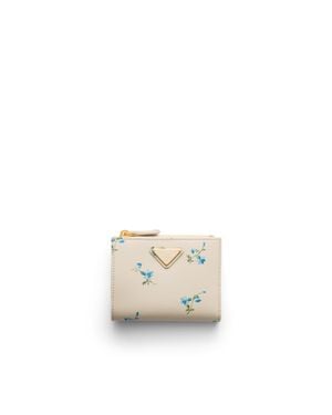 Prada Small Printed Saffiano Leather Wallet - White