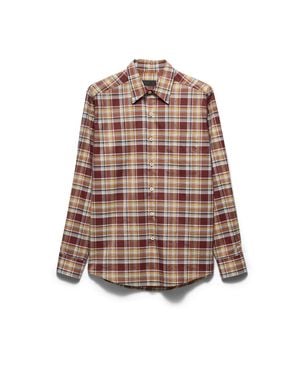 Prada Checked Cotton Shirt, Tobacco/Topaz - Brown
