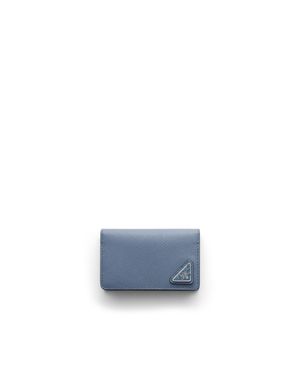 Prada Saffiano Leather Card Holder - Blue