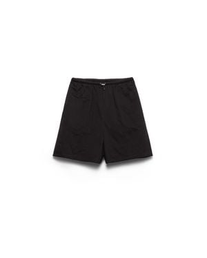 Prada Reversible Cotton Jersey And Re-Nylon Shorts - Black