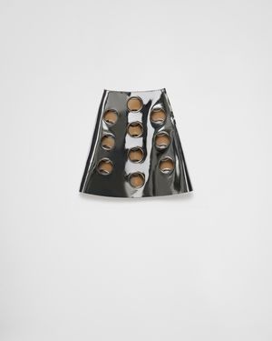 Prada Metallic-Effect Leather Midi Skirt