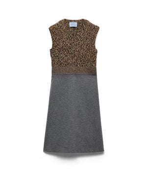 Prada Shetland Wool And Cashmere V-Neck Dress - Grey