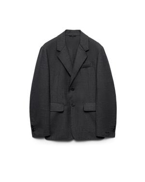 Prada Single-Breasted Wool Blend Jacket - Black
