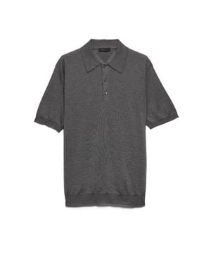 Prada Cashmere And Silk Polo Shirt - Grey