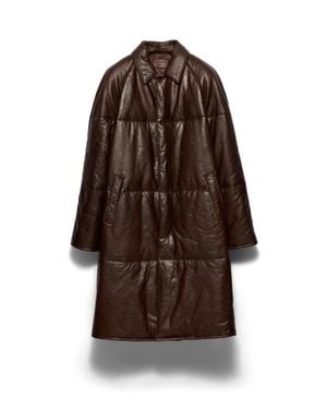 Prada Padded Nappa Leather Coat - Brown