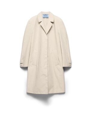 Prada Single-Breasted Double Poplin Coat - Natural