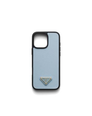Prada Iphone-16-Pro-Max-Hülle Aus Saffiano-Leder, Damen - Blau