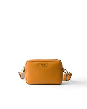 Prada Small Leather Shoulder Bag - Orange