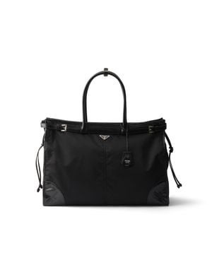 Prada Bonnie Re-Nylon And Leather Tote Bag - Black