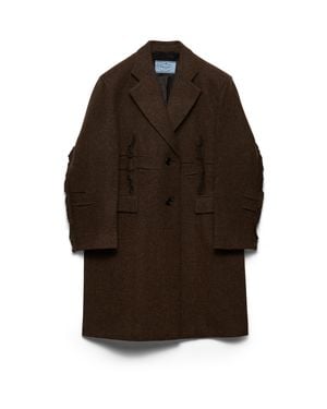 Prada Single-Breasted Shetland Wool Coat - Brown