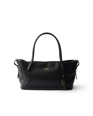 Prada Large Leather Tote Bag - Black