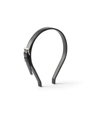 Prada Brushed Leather Headband - Black