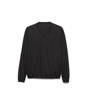 Prada Pullover Aus Seide Und Kaschmir Mit V-Ausschnitt, Herren, Größe - Schwarz
