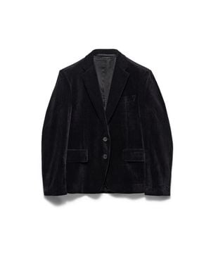Prada Single-Breasted Velvet Jacket - Blue