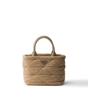Prada Small Padded Re-Nylon Tote, Camel - Metallic