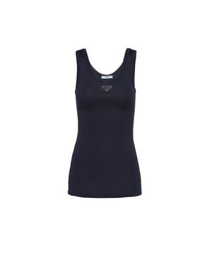 Prada Ribbed Triangle Tank Top - Blue