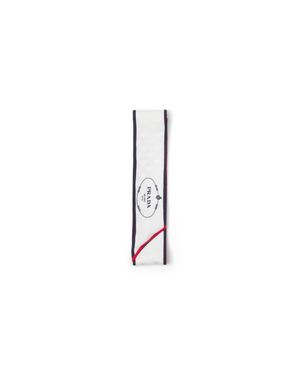 Prada Printed Silk Twill Jacquard Skinny Scarf - White
