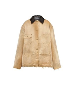 Prada Ripped Canvas Jacket - Natural