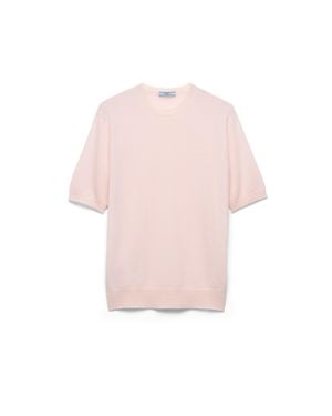 Prada Short-Sleeved Cashmere T-Shirt - Pink