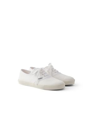 Prada Drill Fabric Laced Trainers - White