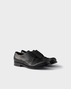 Prada Antiqued Leather Laced Derby Shoes - White
