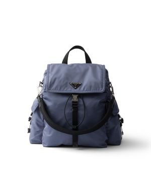 Prada Explore Re-Nylon And Leather Backpack - Blue