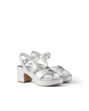 Prada Sandales Compensées En Cuir Nappa, Femme, Taille - Blanc