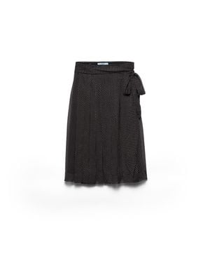 Prada Printed Chiffon Wrap Skirt - Black