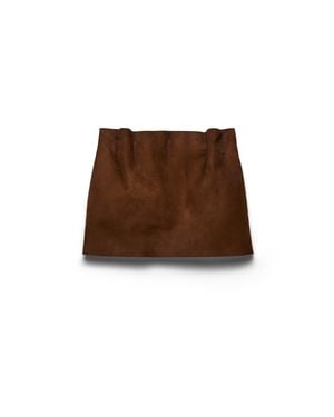 Prada Gathered Suede Miniskirt - Brown