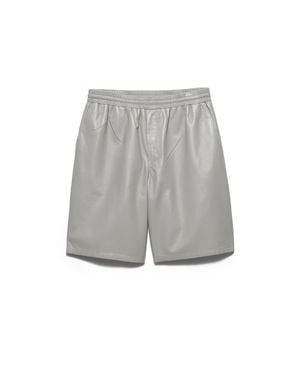 Prada Leather Bermudas, Granite - Grey