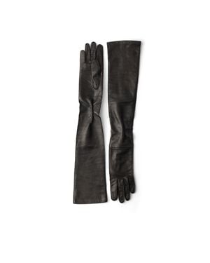 Prada Leather Long Gloves, Size 7,5 - Black