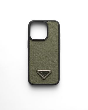 Prada Saffiano Leather Case For Iphone 16 Pro - Green