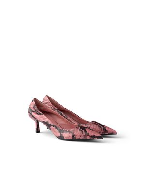 Prada Printed Ayers Leather Court Shoes - Pink