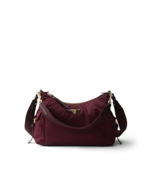 Prada Explore Large Re-Nylon And Leather Bag, Burgundy - Purple