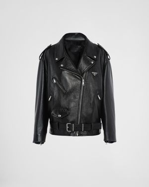 Prada Nappa Leather Biker Jacket - Black