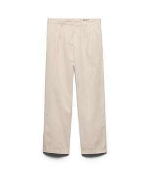 Prada Wide-Leg Cotton Trousers - Natural