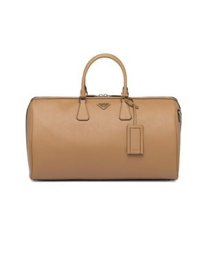 Prada Saffiano Leather Travel Bag - Natural