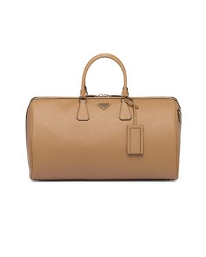 Prada Saffiano Leather Travel Bag - Natural