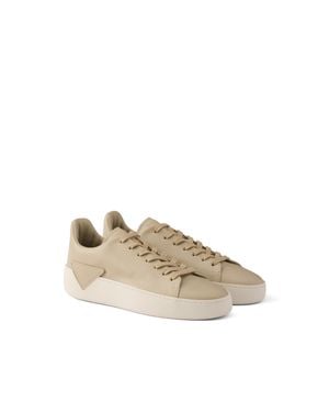 Prada Court Leather Trainers - Natural