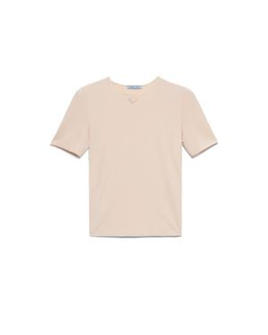 Prada Short-Sleeved Stretch Fabric T-Shirt - White