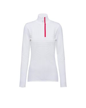 Prada Tech Rec Re-Nylon Piqué Sports Top - White