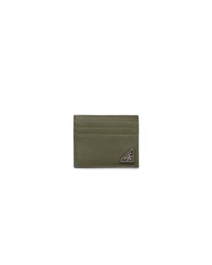 Prada Saffiano Leather Credit Card Holder - Green