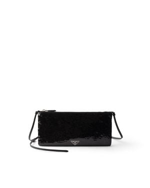 Prada Small Satin And Sequin Shoulder Bag - Black