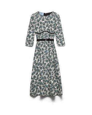 Prada Printed Pongé Dress - Grey