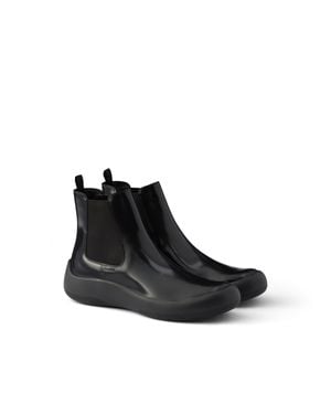 Prada Brushed Leather Chelsea Boots - Black